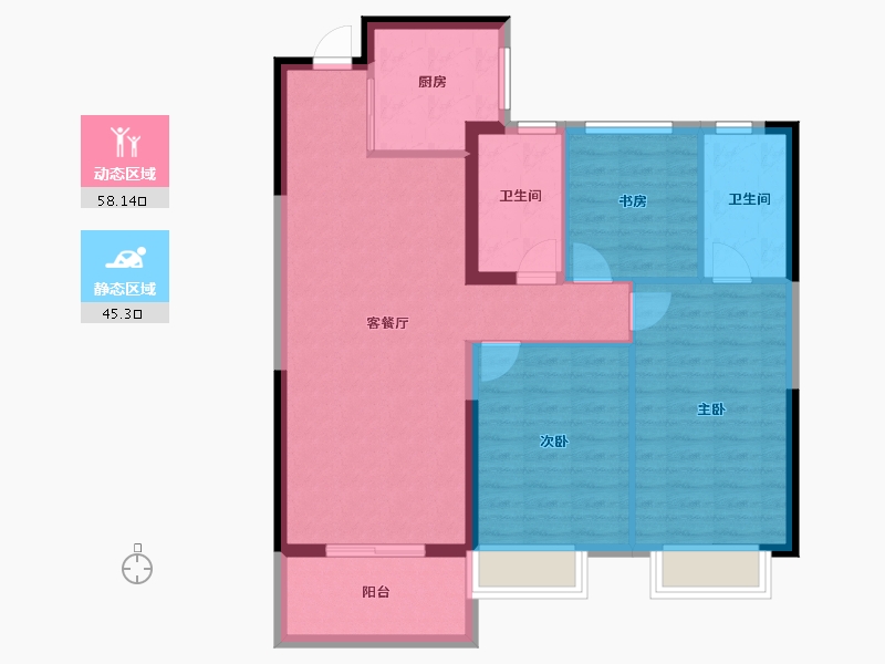 陕西省-西安市-悦熙府-93.62-户型库-动静分区