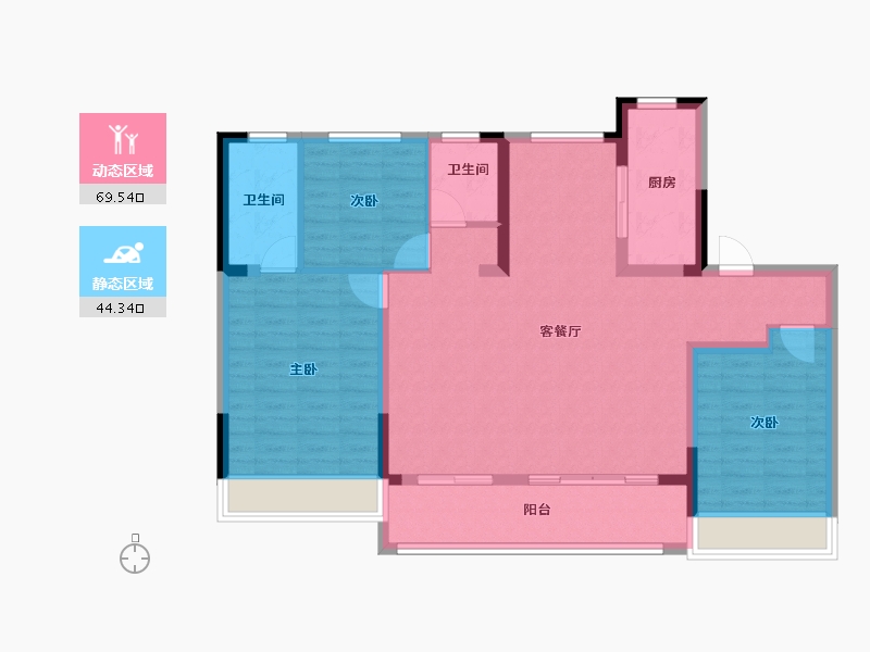 江苏省-无锡市-龙湖长泰景粼天著-102.77-户型库-动静分区