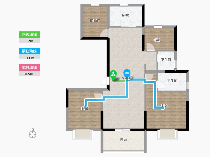 江苏省-苏州市-天房·美瑜兰庭-102.46-户型库-动静线