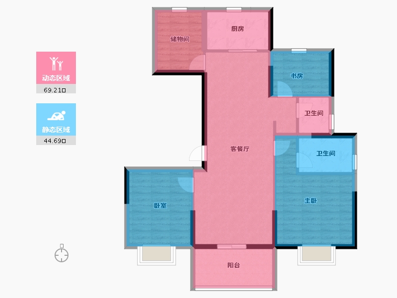 江苏省-苏州市-天房·美瑜兰庭-102.46-户型库-动静分区