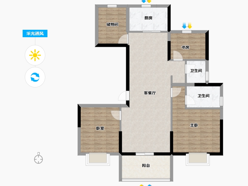 江苏省-苏州市-天房·美瑜兰庭-102.46-户型库-采光通风