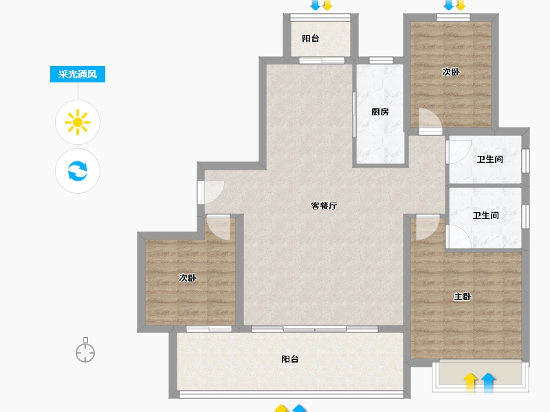 河南省-周口市-路港壹号院-108.60-户型库-采光通风