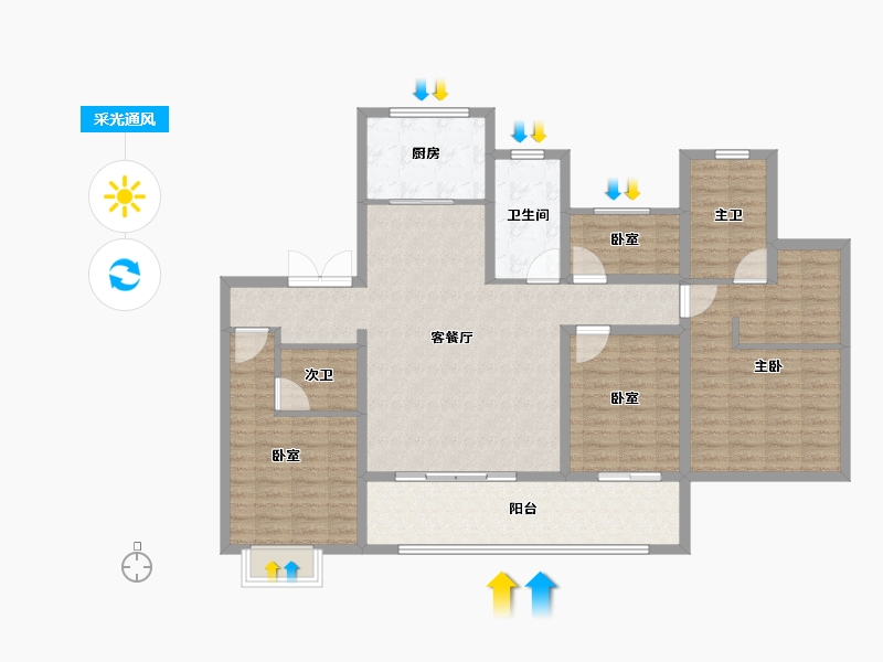 山东省-泰安市-华新时代公园-126.50-户型库-采光通风