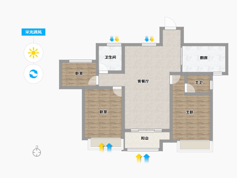 山东省-泰安市-华新时代公园-93.84-户型库-采光通风