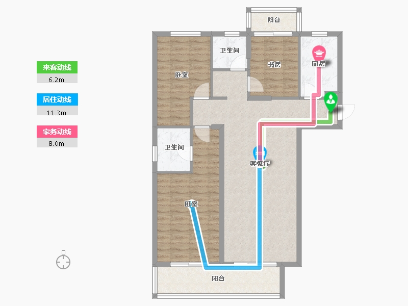 陕西省-延安市-伴山樾谷芳菲里-100.84-户型库-动静线