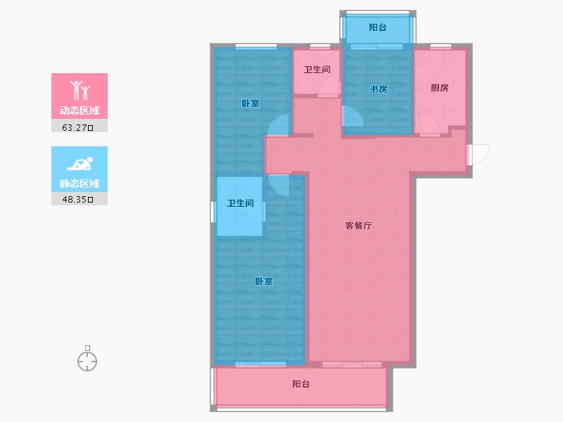 陕西省-延安市-伴山樾谷芳菲里-100.84-户型库-动静分区