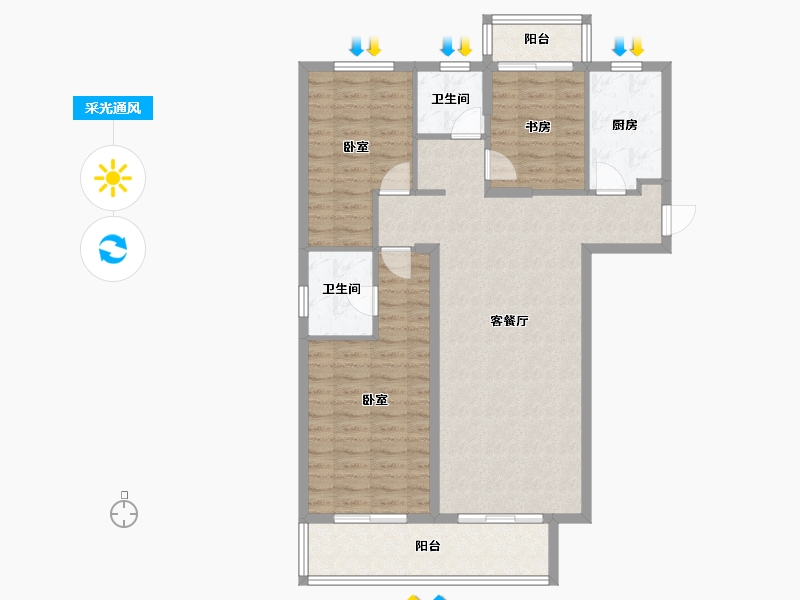 陕西省-延安市-伴山樾谷芳菲里-100.84-户型库-采光通风