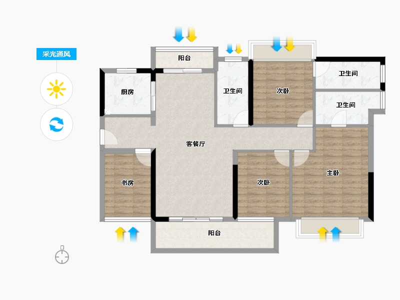 广东省-江门市-粤海壹桂府-111.03-户型库-采光通风