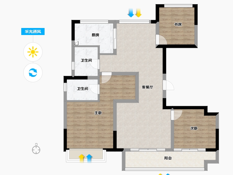 江西省-上饶市-鄱阳翼天·十里风荷-96.95-户型库-采光通风