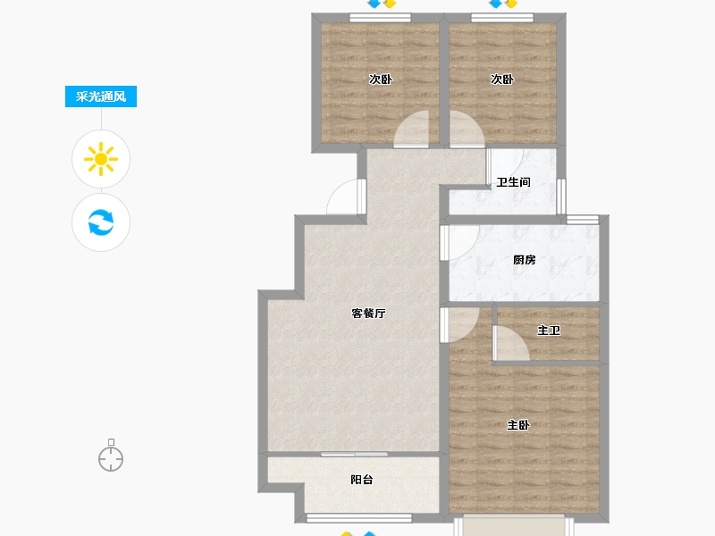 山东省-泰安市-安居幸福里-91.20-户型库-采光通风