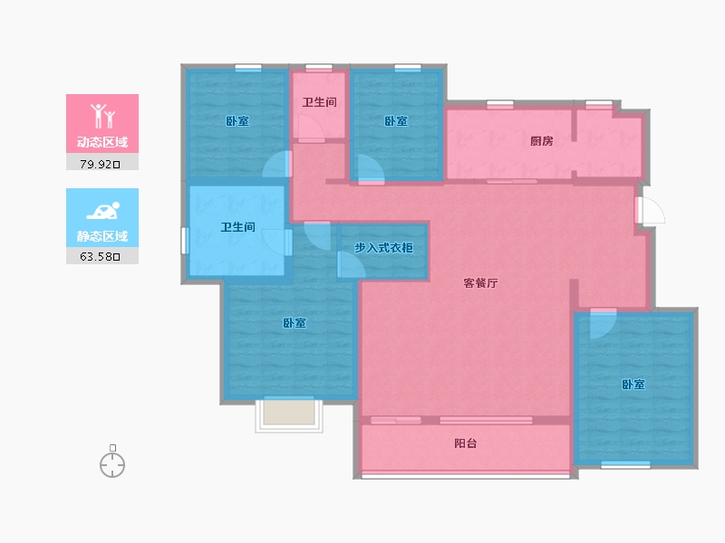 江苏省-苏州市-仁恒溪云雅园-128.00-户型库-动静分区