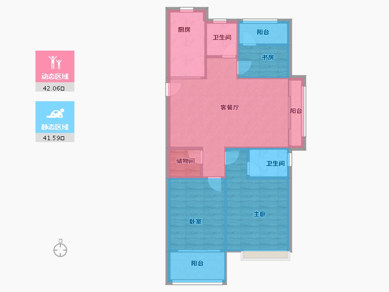 浙江省-温州市-荣安劝学里-76.00-户型库-动静分区