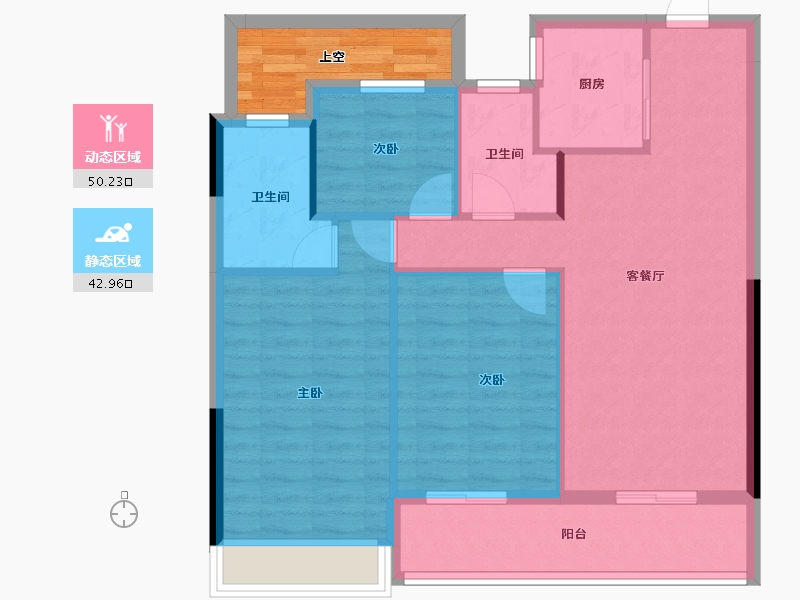 浙江省-杭州市-绿城江上臻园-89.25-户型库-动静分区