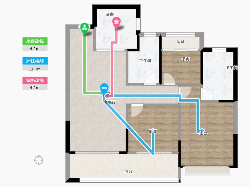 浙江省-温州市-荣安劝学里-70.40-户型库-动静线