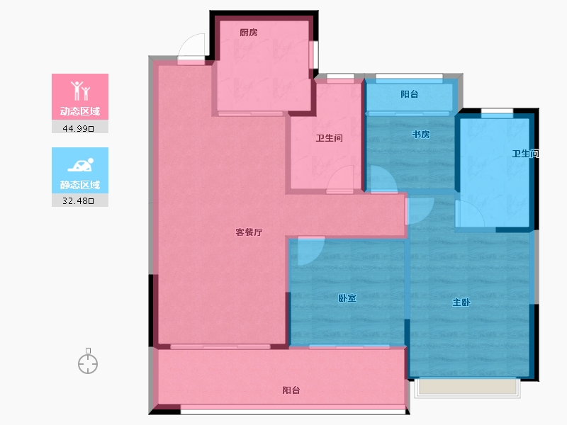 浙江省-温州市-荣安劝学里-70.40-户型库-动静分区