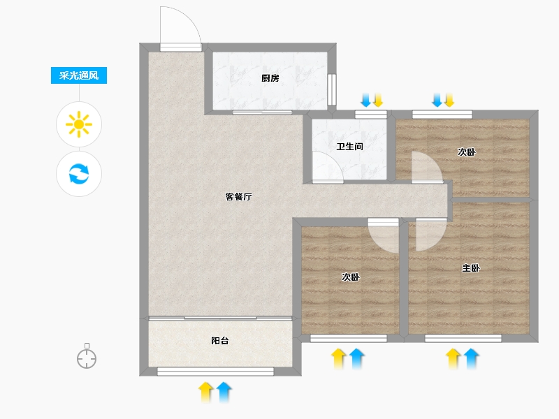 山东省-泰安市-安居幸福里-80.00-户型库-采光通风