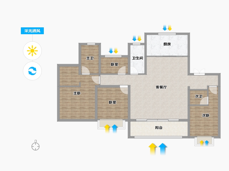 山东省-泰安市-华新时代公园-136.80-户型库-采光通风