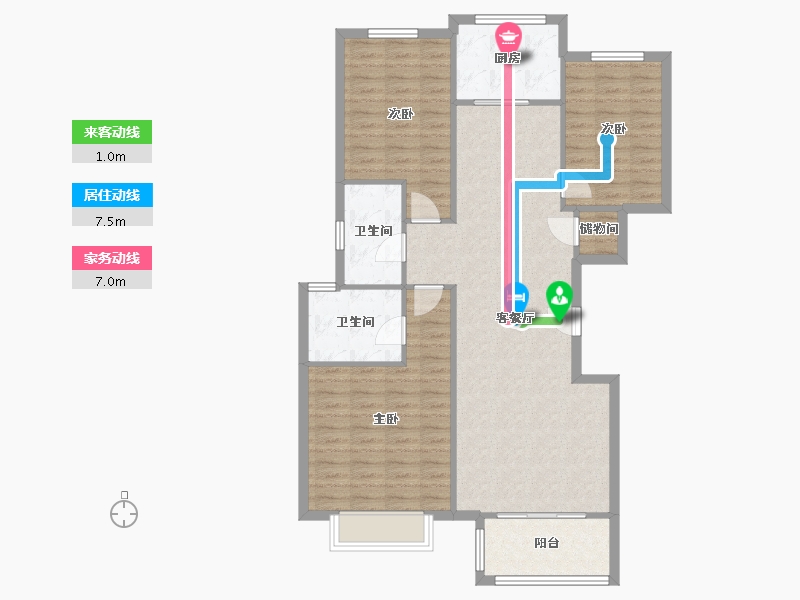 河北省-廊坊市-盛世嘉华小区-105.00-户型库-动静线