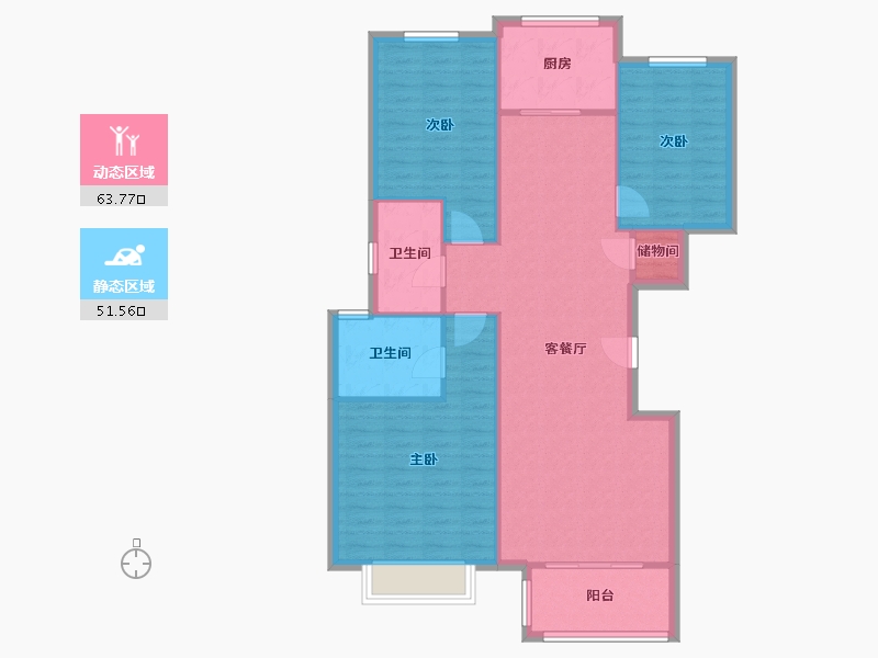 河北省-廊坊市-盛世嘉华小区-105.00-户型库-动静分区