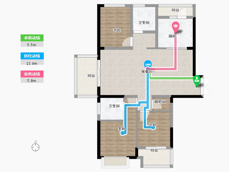 江苏省-常州市-星河国际-108.00-户型库-动静线