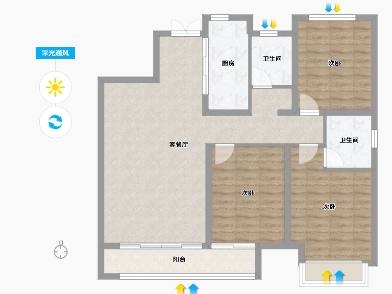 河北省-保定市-紫樾华庭-95.58-户型库-采光通风