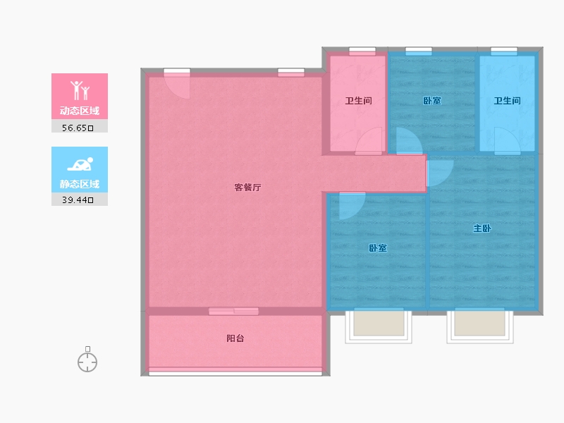 江苏省-苏州市-华侨城龙湖·启元-87.20-户型库-动静分区