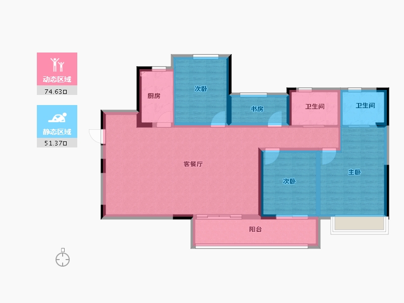 贵州省-六盘水市-港龙东湖桃源-113.37-户型库-动静分区