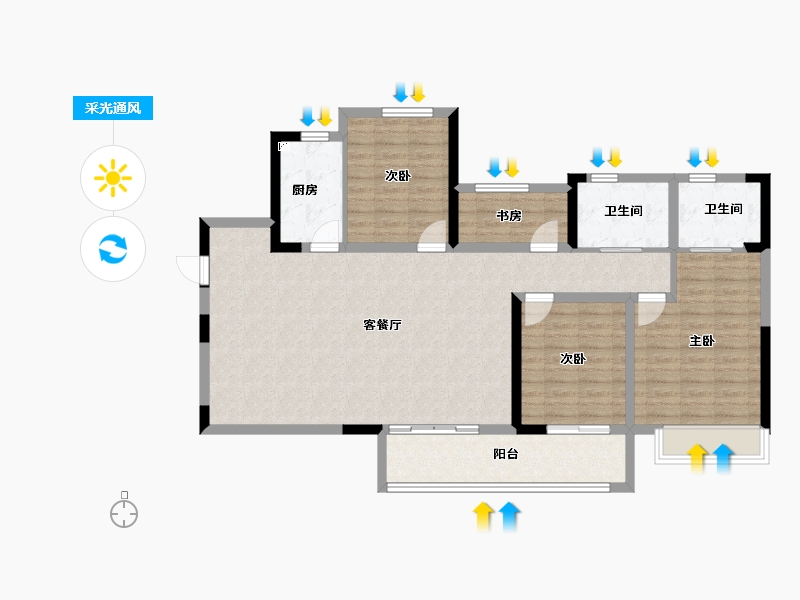 贵州省-六盘水市-港龙东湖桃源-113.37-户型库-采光通风