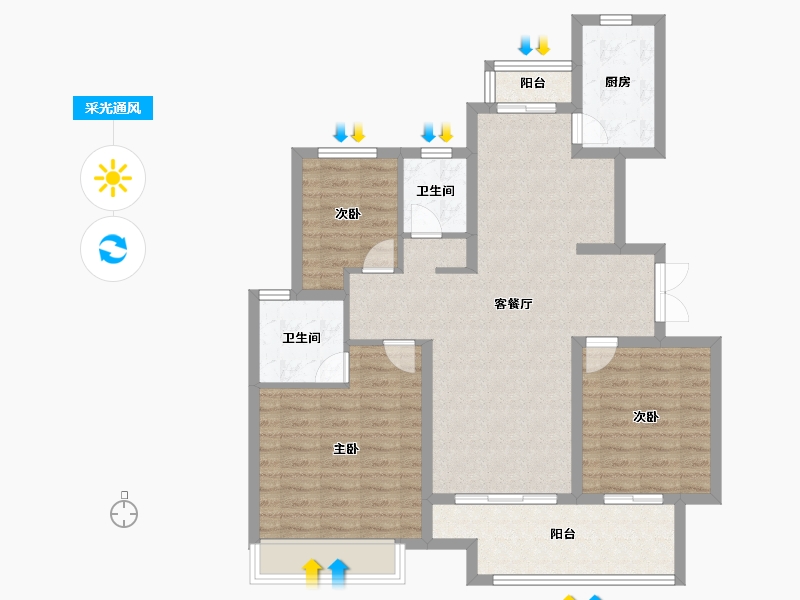 河南省-周口市-路港壹号院-95.20-户型库-采光通风