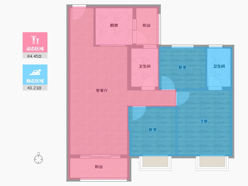 河北省-保定市-碧桂园清苑新城-97.60-户型库-动静分区