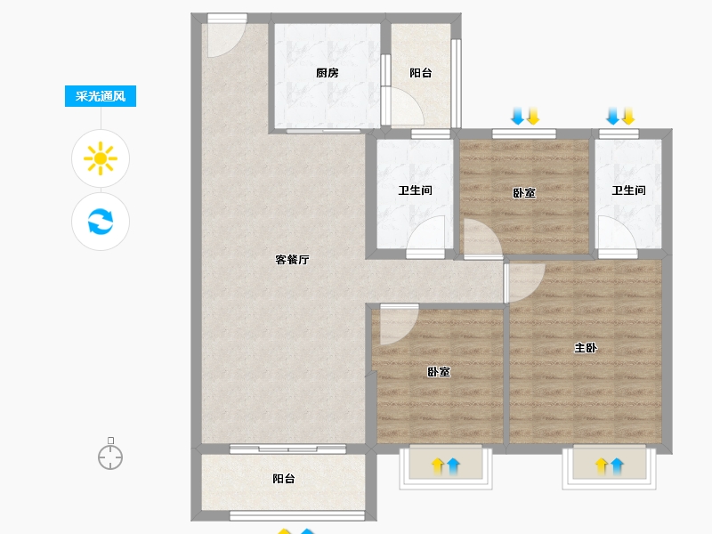 河北省-保定市-碧桂园清苑新城-97.60-户型库-采光通风