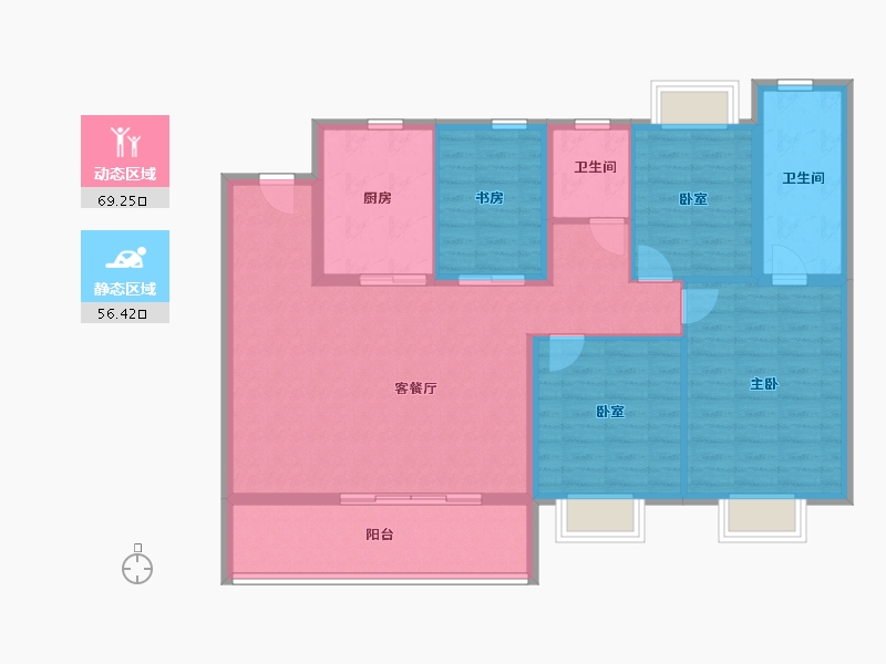 江苏省-苏州市-华侨城龙湖·启元-113.60-户型库-动静分区