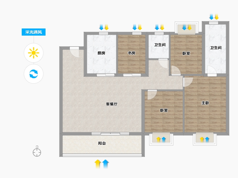 江苏省-苏州市-华侨城龙湖·启元-113.60-户型库-采光通风