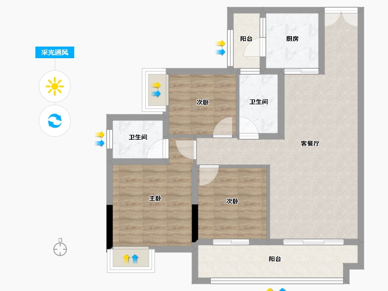 四川省-资阳市-公园华府-82.29-户型库-采光通风