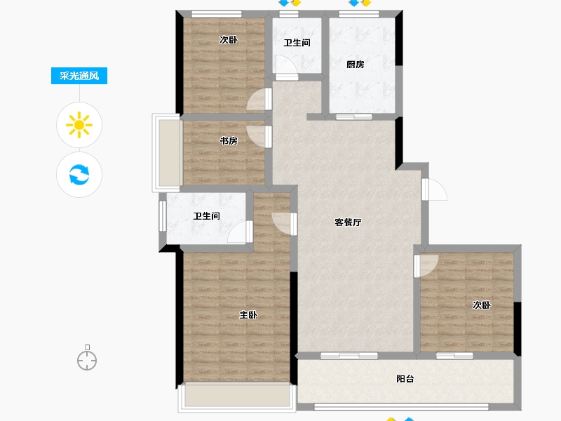 浙江省-杭州市-绿城江上臻园-116.33-户型库-采光通风