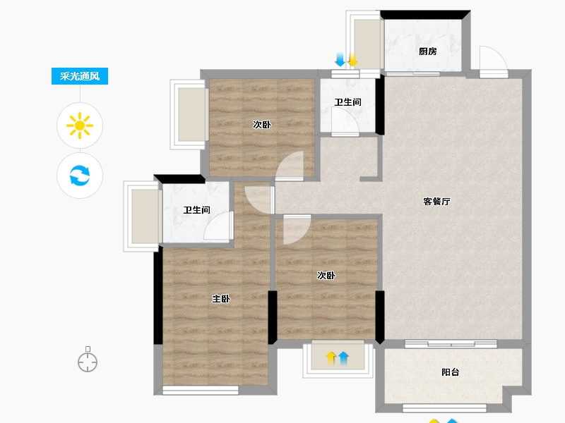 广东省-东莞市-春晖国际城-80.54-户型库-采光通风