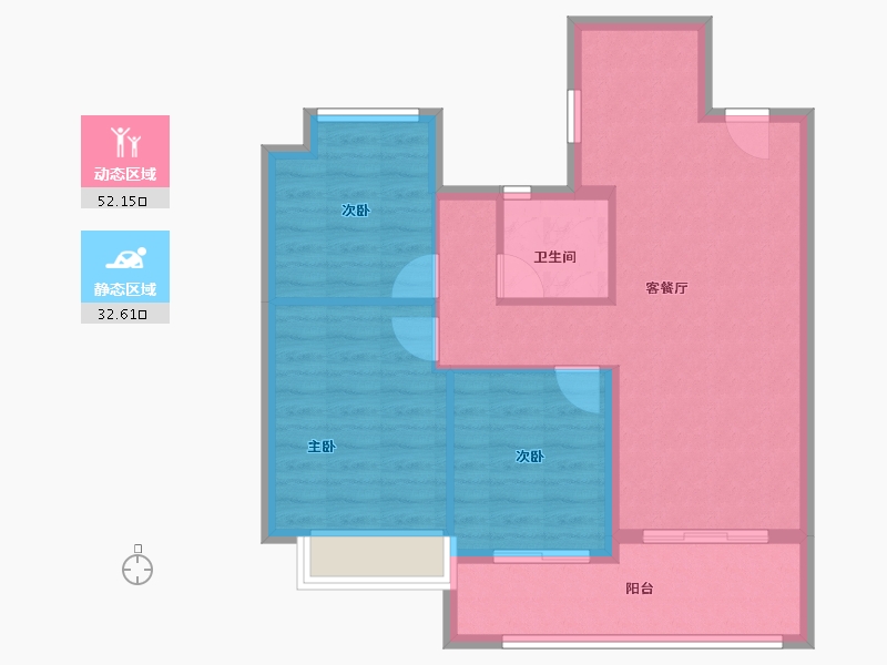 江苏省-无锡市-万科青藤公园-76.57-户型库-动静分区