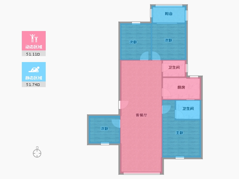 广东省-东莞市-中信东泰花园-富华苑-110.50-户型库-动静分区