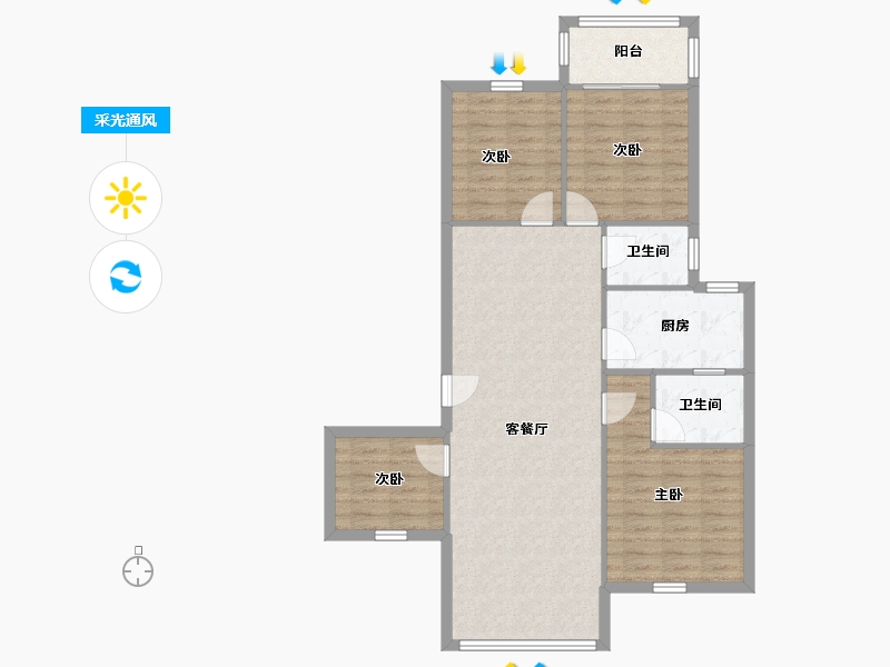 广东省-东莞市-中信东泰花园-富华苑-110.50-户型库-采光通风