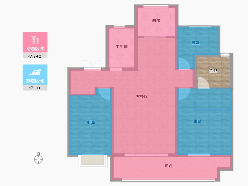 山东省-泰安市-华新时代公园-109.60-户型库-动静分区