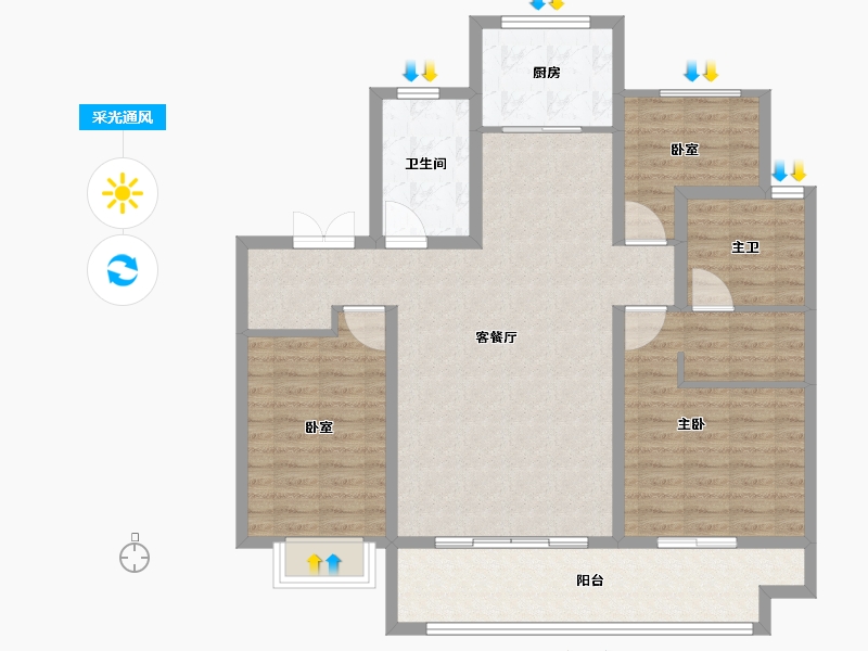 山东省-泰安市-华新时代公园-109.60-户型库-采光通风