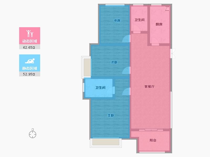 陕西省-西安市-白桦林溪-102.97-户型库-动静分区