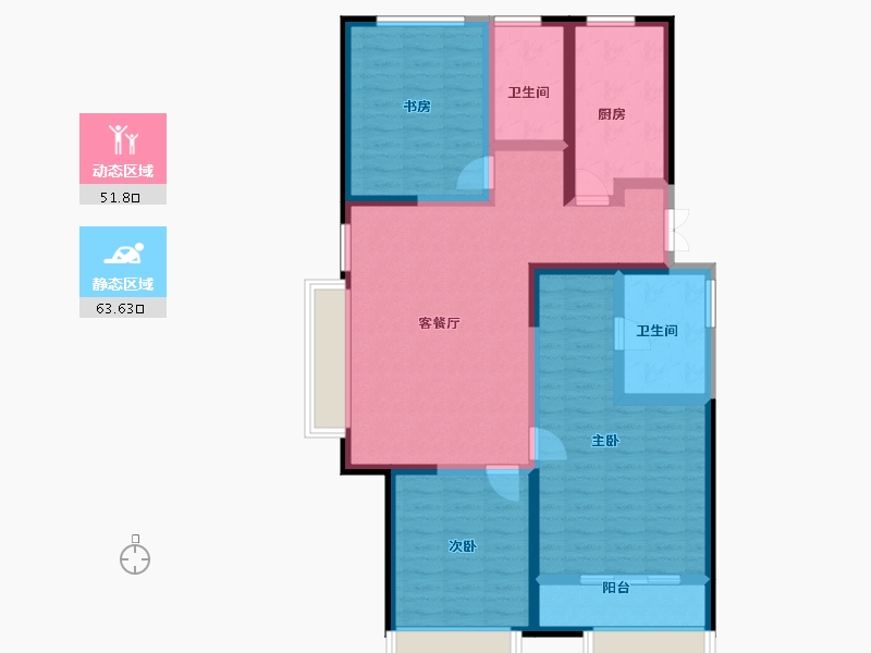 陕西省-西安市-白桦林溪-102.21-户型库-动静分区