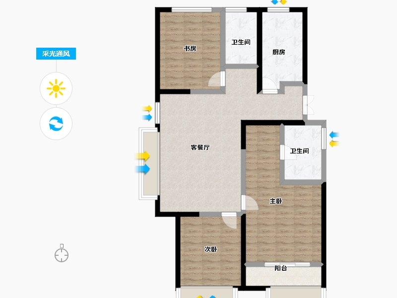 陕西省-西安市-白桦林溪-102.21-户型库-采光通风