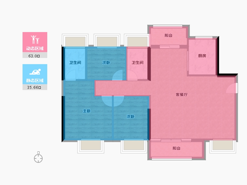 广东省-东莞市-金众柏悦公馆-89.43-户型库-动静分区