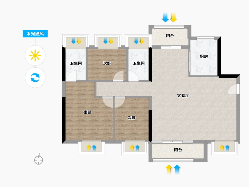 广东省-东莞市-金众柏悦公馆-89.43-户型库-采光通风