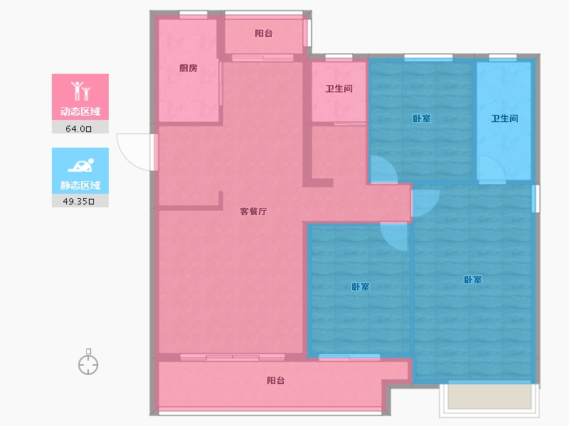 陕西省-延安市-伴山樾谷芳菲里-102.70-户型库-动静分区