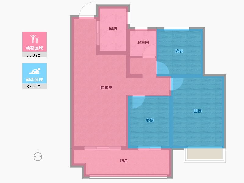 山东省-泰安市-恒地·玺悦-84.00-户型库-动静分区