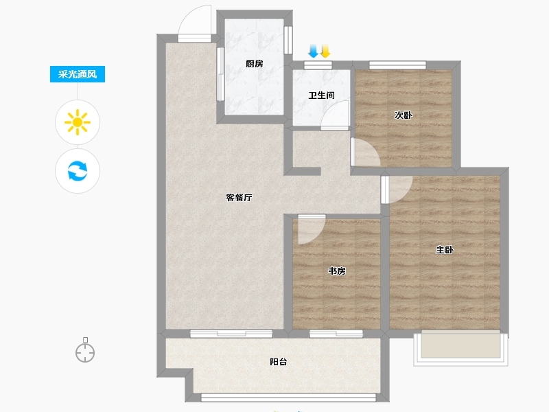 山东省-泰安市-恒地·玺悦-84.00-户型库-采光通风