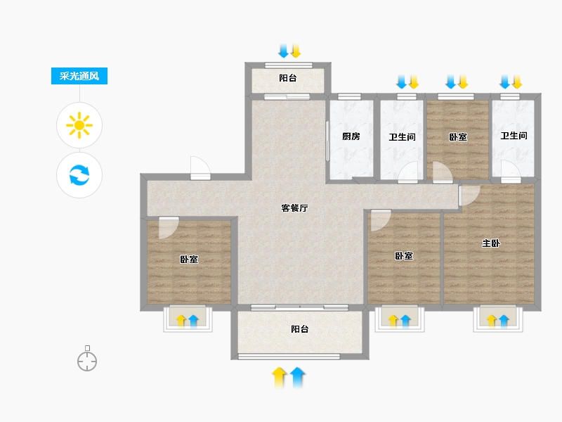 河北省-保定市-碧桂园清苑新城-116.86-户型库-采光通风